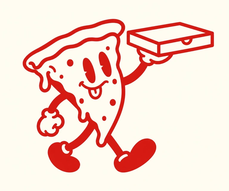 Back Yard Pizza’s red pizza-slice character